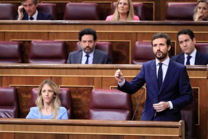 El líder del PP, Pablo Casdo, hoy en el Congreso. FERNANDO ALVARADO