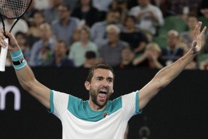 Marin Cilic celebra su clasificación para la final de Australia