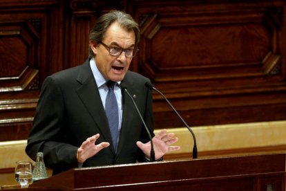 El presidente de la Generalitat en funciones, Artur Mas, durante su intervención en el debate de investidura.