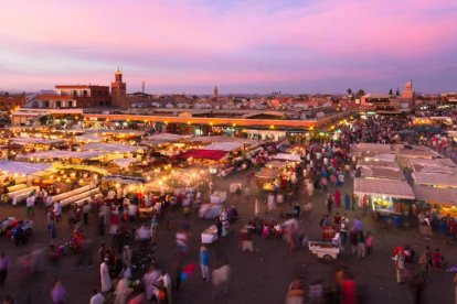 Vista aérea del mercado de Marrakech, en Marruecos.