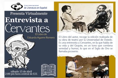 Cartel de la presentación virtual de 'Entrevista a Cervantes'. DL