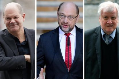 Olaf Scholz, Martin Schulz y Horst Seehofer.