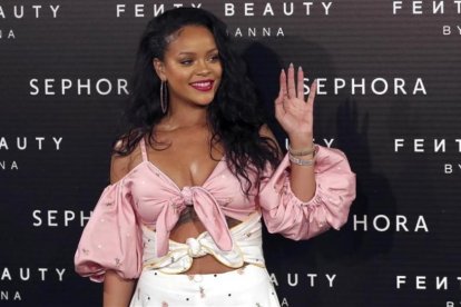 La cantante Rihanna, en su visita a Madrid para presentar su línea de cosméticos.