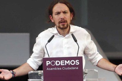 Pablo Iglesias, en el cierre de la asamblea ciudadana de Podemos.