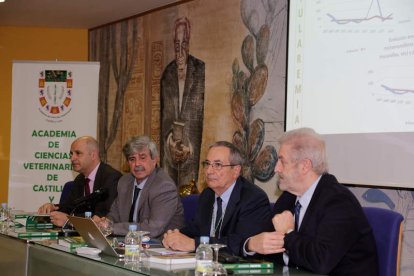 Llorente, García Marín, Rodríguez Ferri y Álvarez Nogal, en la presentación del libro. SECUNDINO PÉREZ