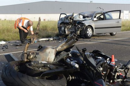 Imagen del accidente del pasado jueves en Cigales.