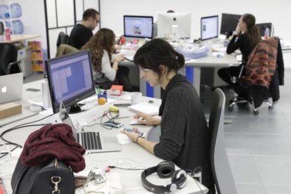 Trabajadores de una empresa de Sant Cugat.