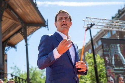 El presidente de Ciudadanos, Albert Rivera, en la presentación de su candidatura europea en Madrid.