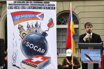 Imagen de una manifestación en Suiza por la población armenia. PETER KLAUNZER