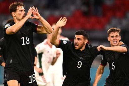 Goretzka celebra su gol a Hungría en el partido que Alemania empató en la última jornada. TUTTAS