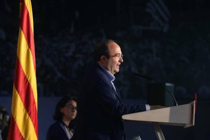 El primer secretario del PSC, Miquel Iceta, durante su intervención ante el Consell Nacional de los socialistas catalanes.