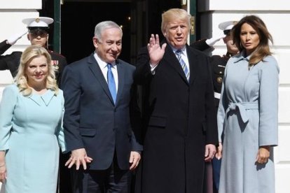 Trump y Netanyahu, con sus respectivas esposas, en marzo del 2018 en Washington.