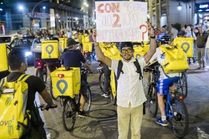 Manifestación de Glovo en Barcelona