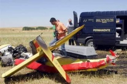 Estado en el que quedó la avioneta al estrellarse en Fuentemilanos