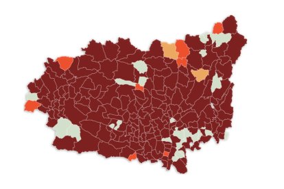 Mapa de incidencia hoy en León, municipio a municipio. MIGUEL ARGÜELLO