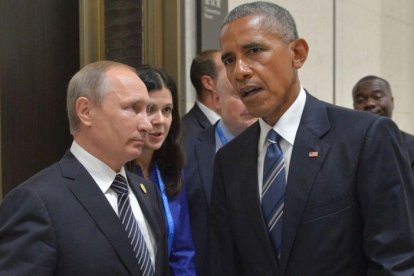 Obama y Putin durante la cumbre de Huangzhou.