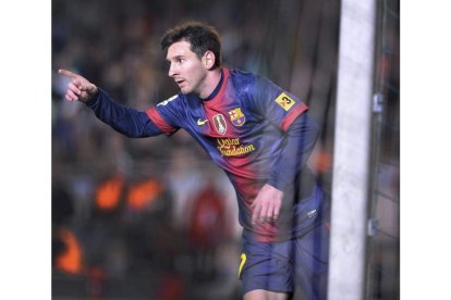 Leo Messi celebra el segundo gol del equipo blaugrana ante el Córdoba.