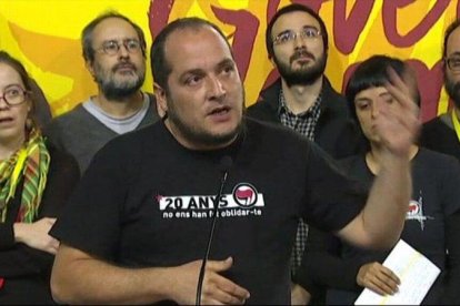 David Fernández, durante la rueda de prensa tras la asamblea en Manresa.