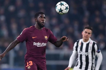 Umtiti, frente a la Juventus.