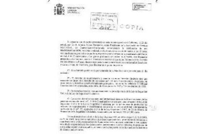 Documento que la Subdelegación envió a Matagal