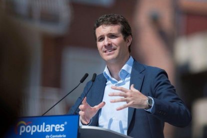 Pablo Casado, durante el acto de este sábado en Torrelavega.