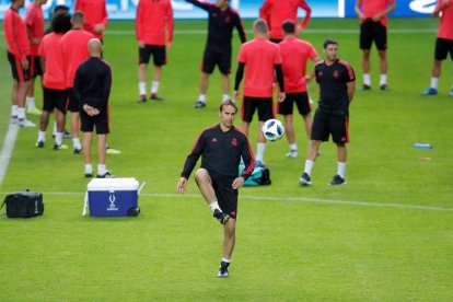 Julen Lopetegui durante el entrenamiento del Real Madrid en Tallin