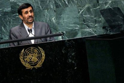 El presidente iraní, Mahmud Ahmadineyad, en una Asamblea General de la ONU.