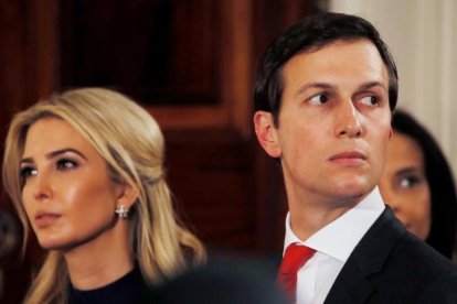 Jared Kushner junto Ivanka Trump durante la reciente visita a Washington de la cancillera alemana Angela Merkel.