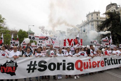 Un momento de la protesta de ayer en Madrid. JUAN LÁZARO