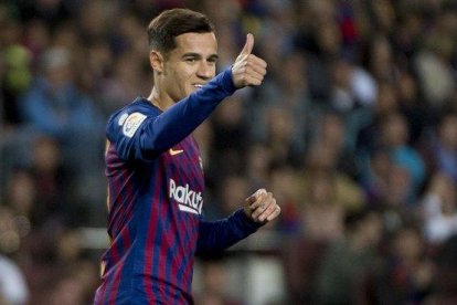 Philippe Coutinho, durante el partido de Liga entre el Barca y el Levante.