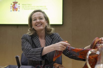 La vicepresidenta primera del Gobierno, Nadia Calviño. JUAN CARLOS HIDALGO