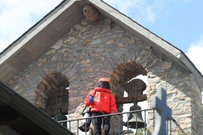 Recorrido fotográfico sobre el trabajo de una especialista en control de plagas en plena actuación para retirar nidos de avispas velutinas en una iglesia de Corullón, un desván y un árbol.