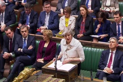 May, durante su exposición en el Parlamento.