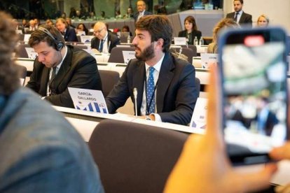 García Gallardo ayer, durante su intervención en el Comité Europeo de las Regiones. COMUNICACIÓN JUNTA CYL