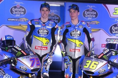 Àlex Márquez y Joan Mir, en la presentacoón hoy del equipo Estrella Galicia 0.0-Marc Vds.