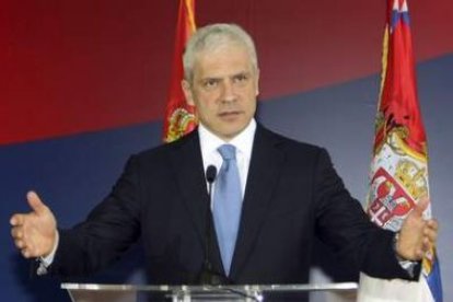 El presidente de Serbia, Boris Tadis, durante la rueda de prensa de ayer en Belgrado.