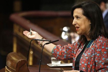 Margarita Robles en la tribuna del Congreso.