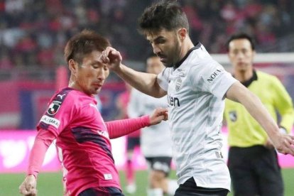 Villa, en su debut oficial en la Liga japonesa frente al Cerezo en Osaka.