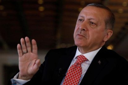 El presidente de Turquía, Recep Tayyip Erdogan, durante una entrevista con Reuters en el Palacio Presidencial, en Ankara, el 25 de abril.