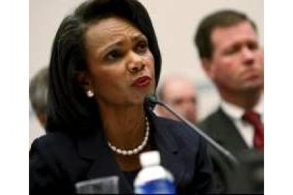 La secretaria de Estado, Condoleezza Rice, en su comparecencia de ayer