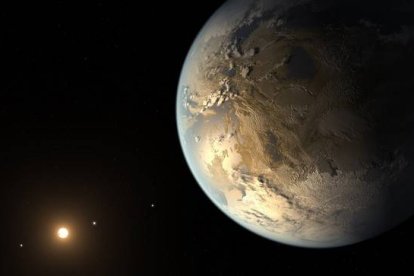 Imagen que recrea el aspecto del planeta Kepler-186f, recientemente descubierto en la constelación del Cisne.