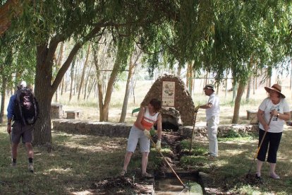 Trabajadores realizando las labores de limpieza.