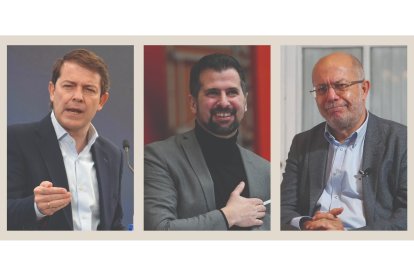 Mañueco, Tudanca e Igea, los tres participantes en el debate. DL