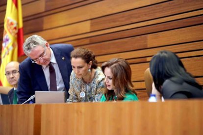 La presidenta de las Cortes, Silvia Clemente, en el recuento de votos.