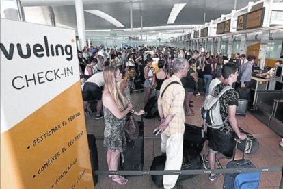 Los mostradores de Vueling de El Prat el 4 de julio.