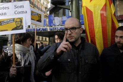 Joan Coma, este miércoles, a la salida de la Audiencia Nacional tras declarar ante el juez.