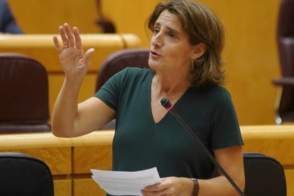 Teresa Ribera en la sesión del control del Senado, este martes.