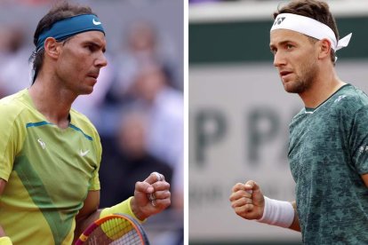 Rafa Nadal peleará hoy ante Ruud por conquistar su decimocuarto título en Roland Garros. YOAN VALAT