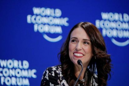 La primera ministra de Nueva Zelanda, Jacinda Ardern, durante su intervención durante el Foro de Davos, en enero del 2019.