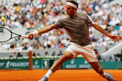 Roger Federer, durante su partido frente a Lorenzo Sonego.